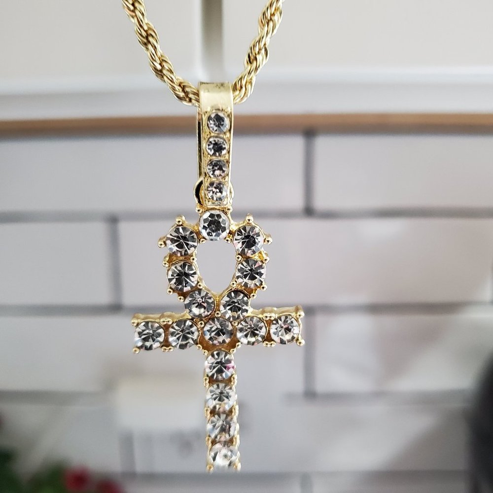 Gold Crate jewelry 14k gold plated Necklace Cross  Pendant